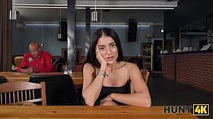 Russian petite Ara Mix in heels does rough toilet deepthroat 😈💦