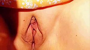 mature blonde wife spreads huge wet shaved pussy lips outdoors