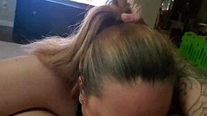 Wife's sloppy deepthroat teases cock, husband's watching?