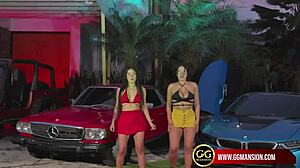 Wet latinas grinding pussies and asses on luxury cars with dildos