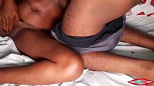 stepbros compete hard for that one tight ebony pussy in amateur threesome