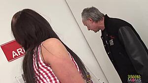 Busty manager resolves issues with wild threesome deepthroat cumshot