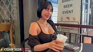 Johntronx Fills Skinny Asian Dell's Ass With Creampie Outdoors!