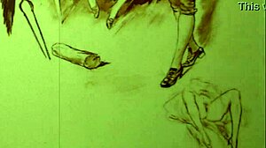 vintage retro drawings showcase antique hairy erotic fantasies