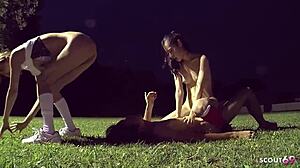 older japanese mature couple seduces my skinny teen ass outdoors for uncensored ffm 3some...