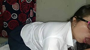 uniform stepdaughter teases stepdad playfully