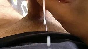 horny indian jerks massive cumshot in slowmo flashing jizz everywhere