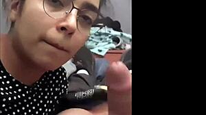 horny latina teen gives creamy handjob finish in hand homemade couple