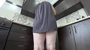 Husband's Secret Cam Catches Chubby Wife's Upskirt Foot Fetish