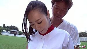 older japanese mature couple seduces my skinny teen ass outdoors for uncensored ffm 3some...