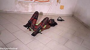 slim ebony club girl choked gagged bound on way home?