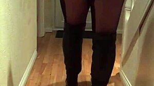 Sexy wife teases in sheer nylons leggings begging for hardcore action