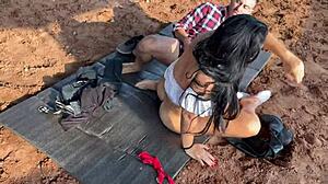 colombian bbw giant tits ass fucks cowboy in barn. outdoor sex squirt with lalucero