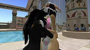 Lady Bastet Commands Servant Girl in Egyptian Fantasy