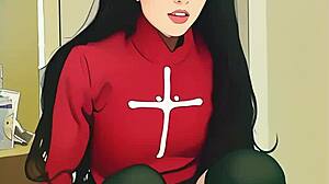 tiny ai asian teen struggles with massive dildo stretch 😲🍆