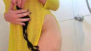 Horny latina babe showers rubbing tits flashing panty-free ass craving dick in wet pussy