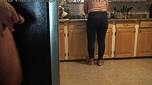 my turkish stepmom nearly catches me jerking off cumming on her huge ass