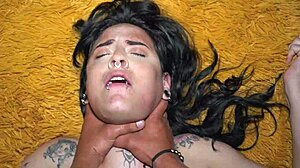 Blue-Eyed Brunette Wife Fucked Relentlessly in Hotel with Tight Pussy Close-Up