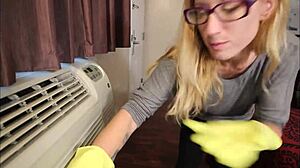 nerdy blonde milf misty rein glasses rides screams on bbc toy cowgirl pov