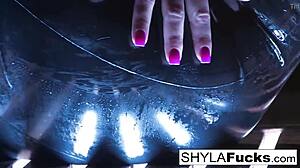 Sexy Shyla Stylez Teases Boobs in Smoking Fetish Solo