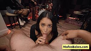 nia bleu sucks brett maker's monster backstage till he explodes fast