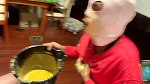 Black slave gags chokes pukes rimjobs big black cock face fuck humiliation