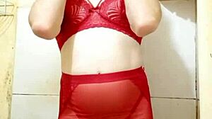 cdzinha in lingerie flashes miniskirt transsexual panties crossdressing