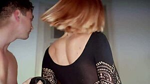 Skinny redhead begs for piss down her throat post-party