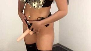 Mistress Lubing Massive Strapon for Wet Pussy Domination