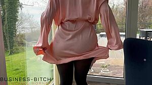 Boss fucks curvy secretary in wet cum pantyhose office