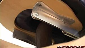 eighteen-year-old blonde jacky deepthroats bbc in interracial massage