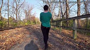 Slutty Milf Wife Rips Leggings in Staged Public Flashing Prank Humiliation