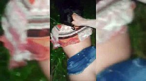 Hot debtor pays debt with tight pussy in the woods