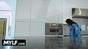 Mylf Lucky Dude Fucks Friend's Lonely Housewife Throbbing Cock Kitchen Cowgirl