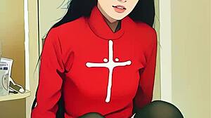 tiny ai asian teen struggles with massive dildo stretch 😲🍆