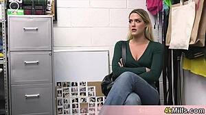 uhh blonde housewife caught stealin' gets fucked hard by mall cop...