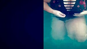 Horny big tit teen teases in hot tub then gets poolside slutty