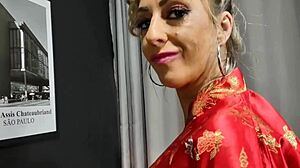 brazilian housewife gives erotic chair blowjob