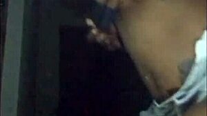 next door ebony milf flashes saggy tits in tight shorts