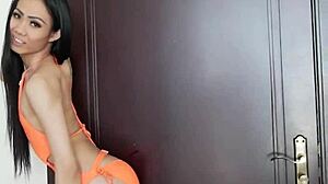 horny shemale craves big cock creampie dildo fun