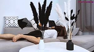 Chubby Stepmom and Daughter Lick Cum in FFM Threesome