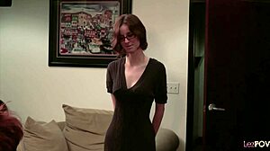 rude boss rams strapon deep in submissive employee's pussy!