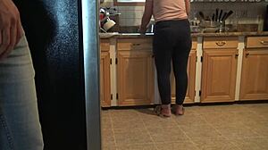 my turkish stepmom nearly catches me jerking off cumming on her huge ass