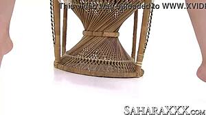 sahara knite fingers her unshaved pussy in lingerie