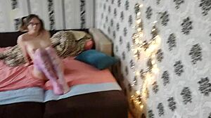 Skinny Redhead Student Gags on Monster Cock Before Doggystyle Pounding