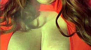 oiled velma's huge natural tits squeeze cock in titty fuck