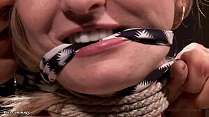 Suspended Blonde Endures Rough Bound Fuck