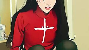 tiny ai asian teen struggles with massive dildo stretch 😲🍆