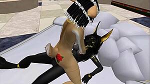 Lady Bastet Commands Servant Girl in Egyptian Fantasy