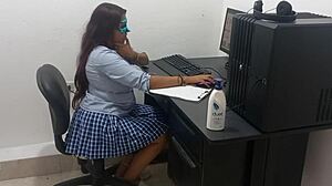 18yo student in uniform tempts old prof during hot computer class?